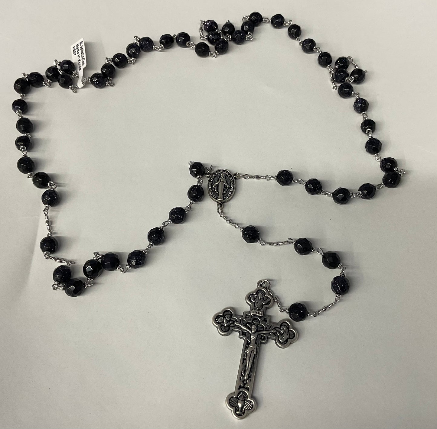 Blue Goldstone 7mm Bead Rosary