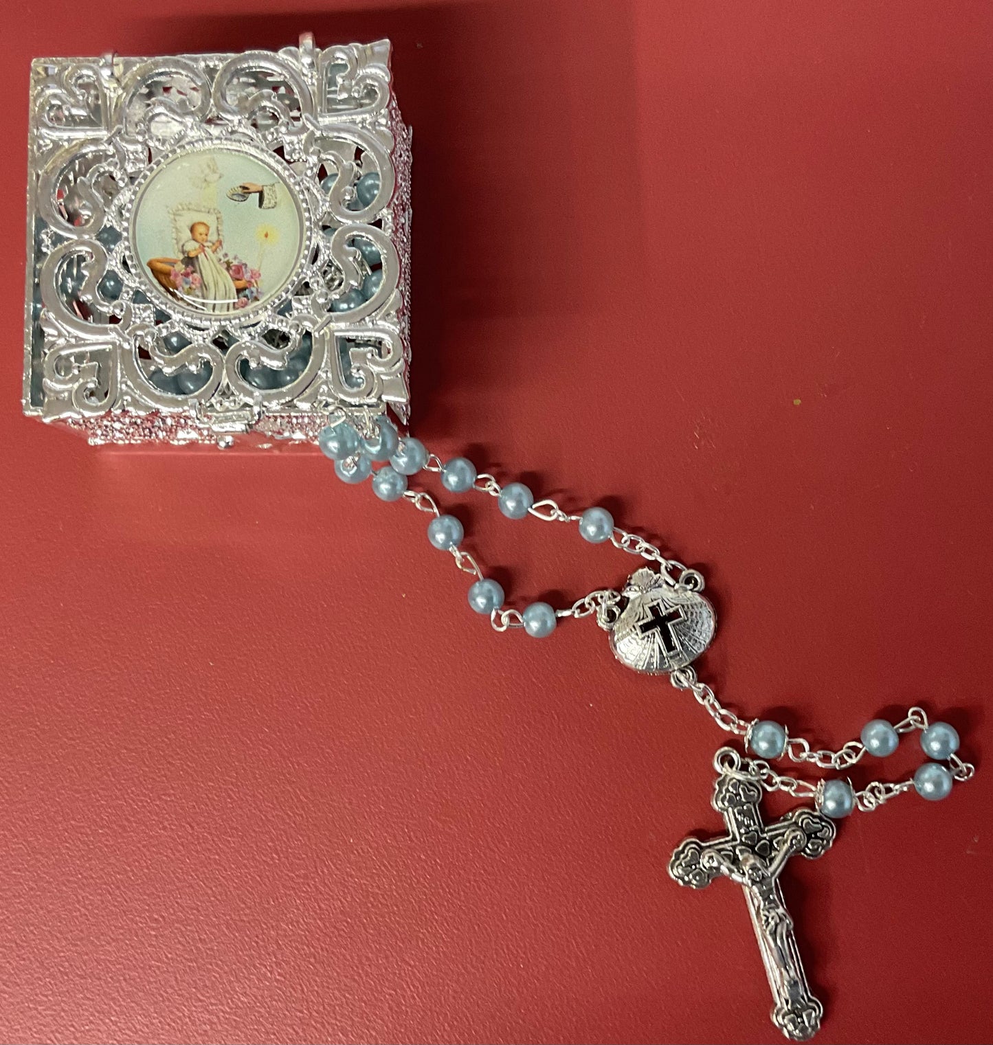 Blue Pearl Baptism Rosary