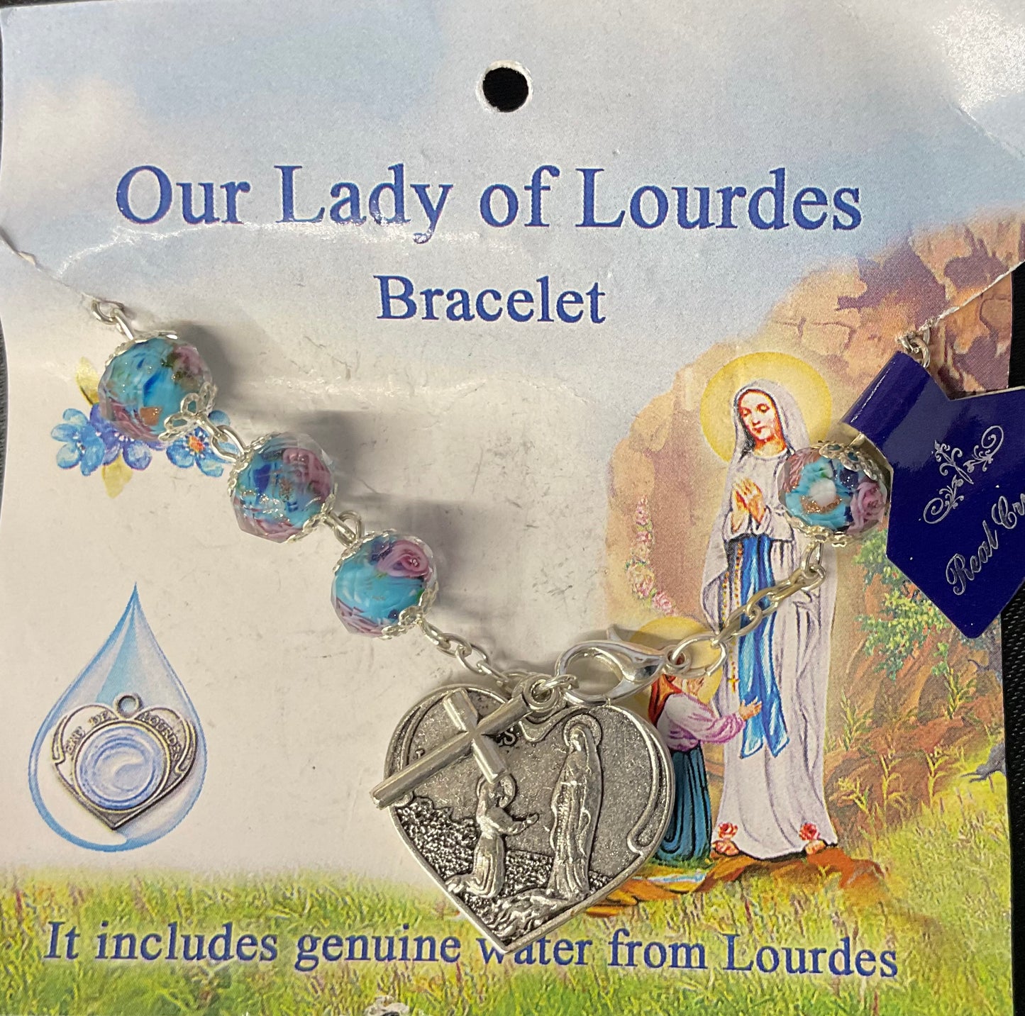 Blue and Pink Venetian Glass Rosary Bracelet