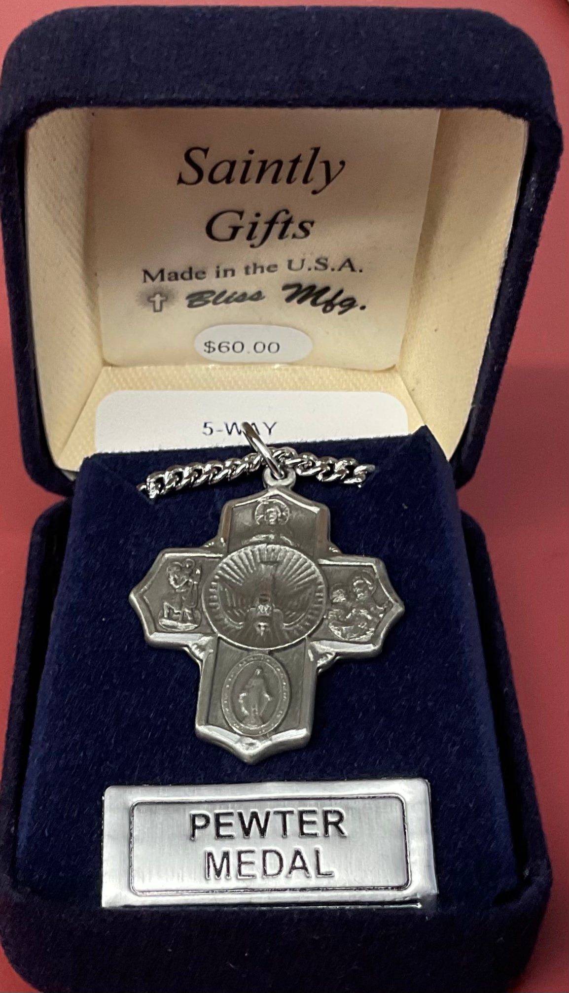 5 Way Pewter Medal with 24” Chain