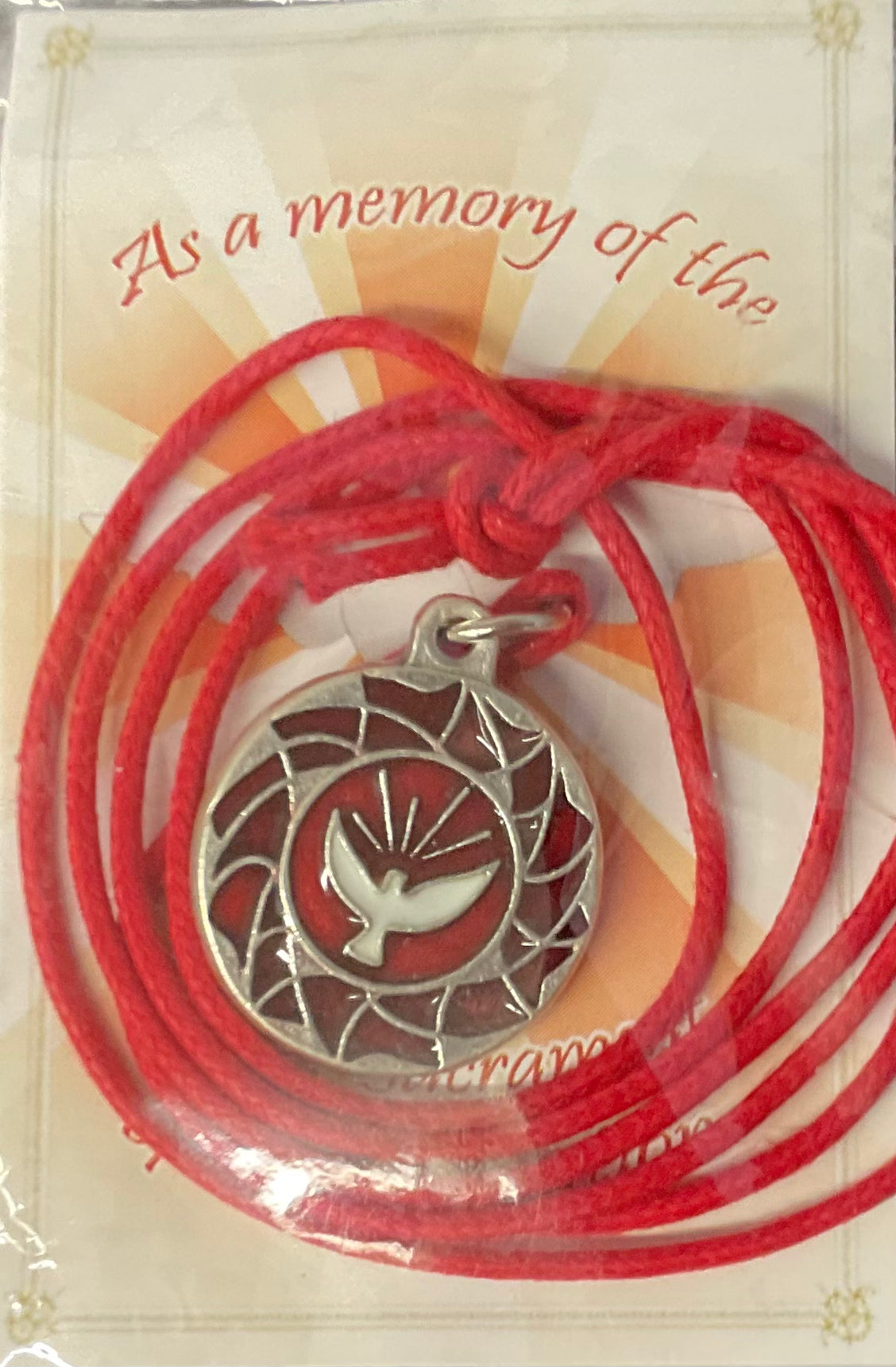 Confirmation Holy Spirit Medal on Red Cord