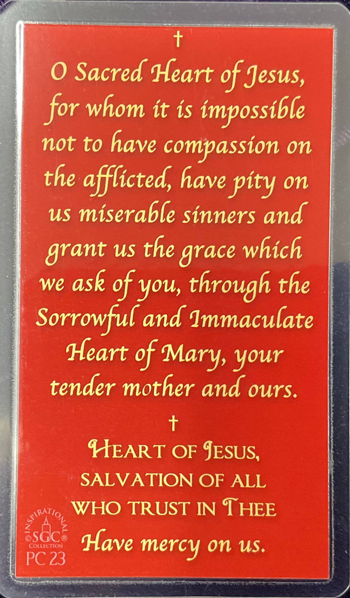 Sacred Heart Prayer Card