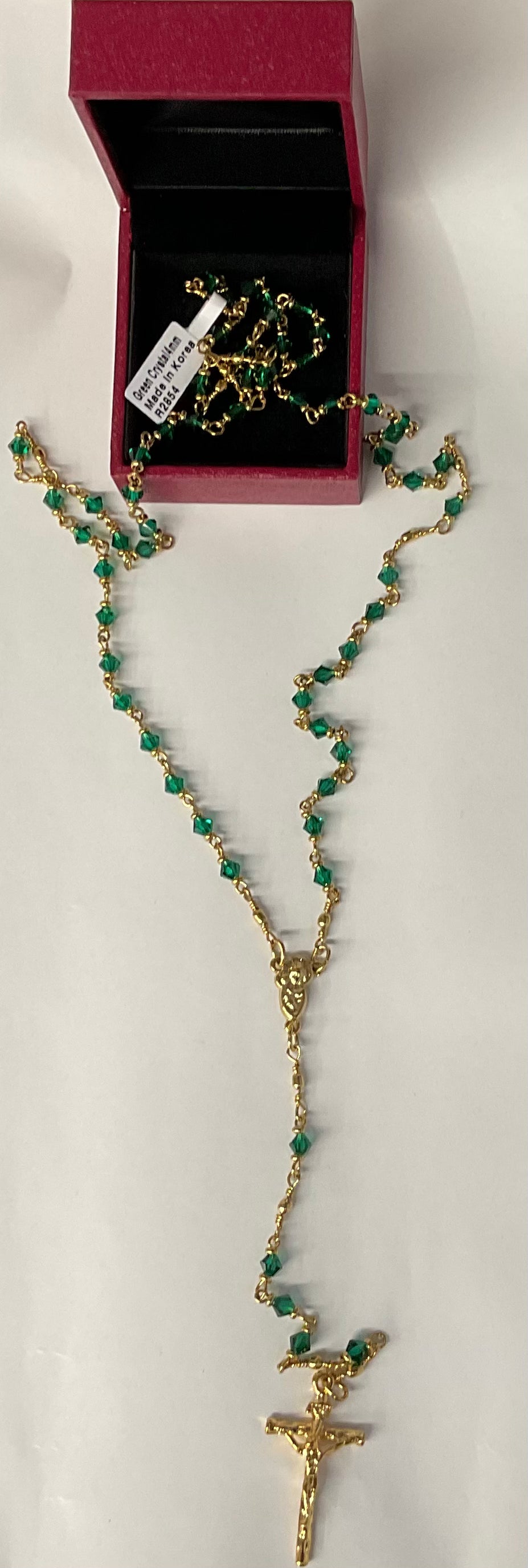 Emerald Green Crystal Rosary 4mm