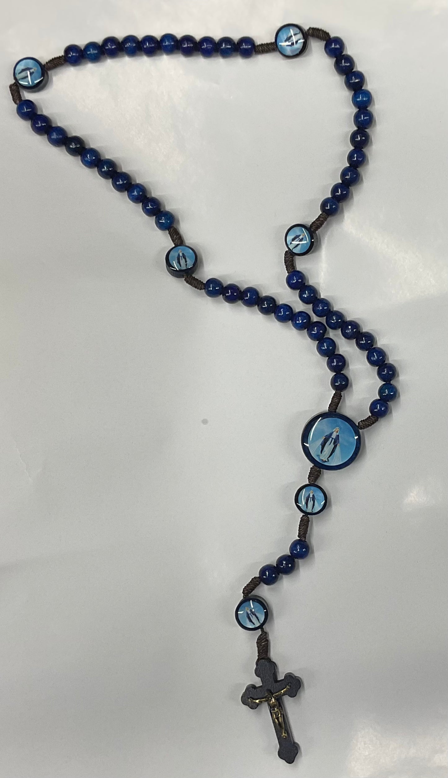 Our Lady of Grace Blue Wood Rosary