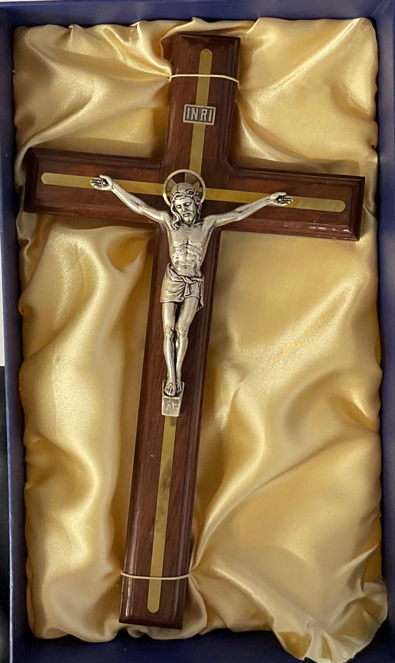 Walnut and Brass Crucifixe