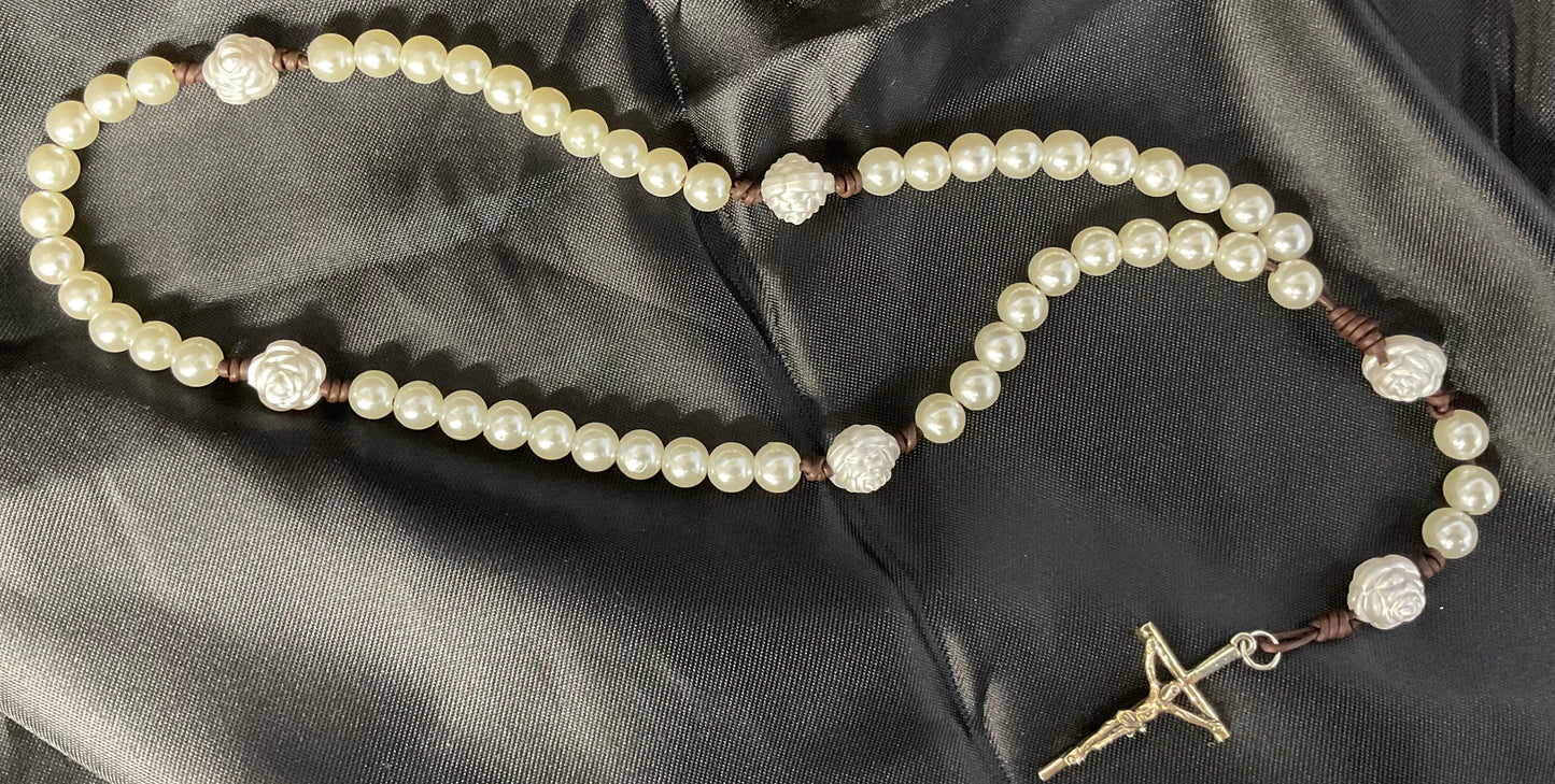 Imitation Pearl Rosary Corded