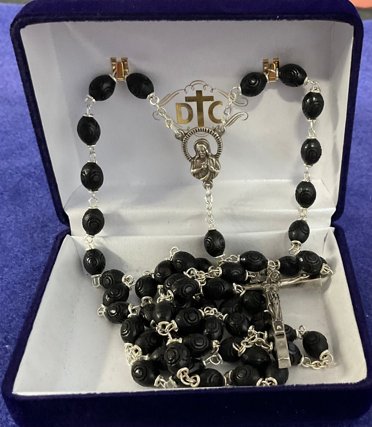 Black Carved Wood Rosary