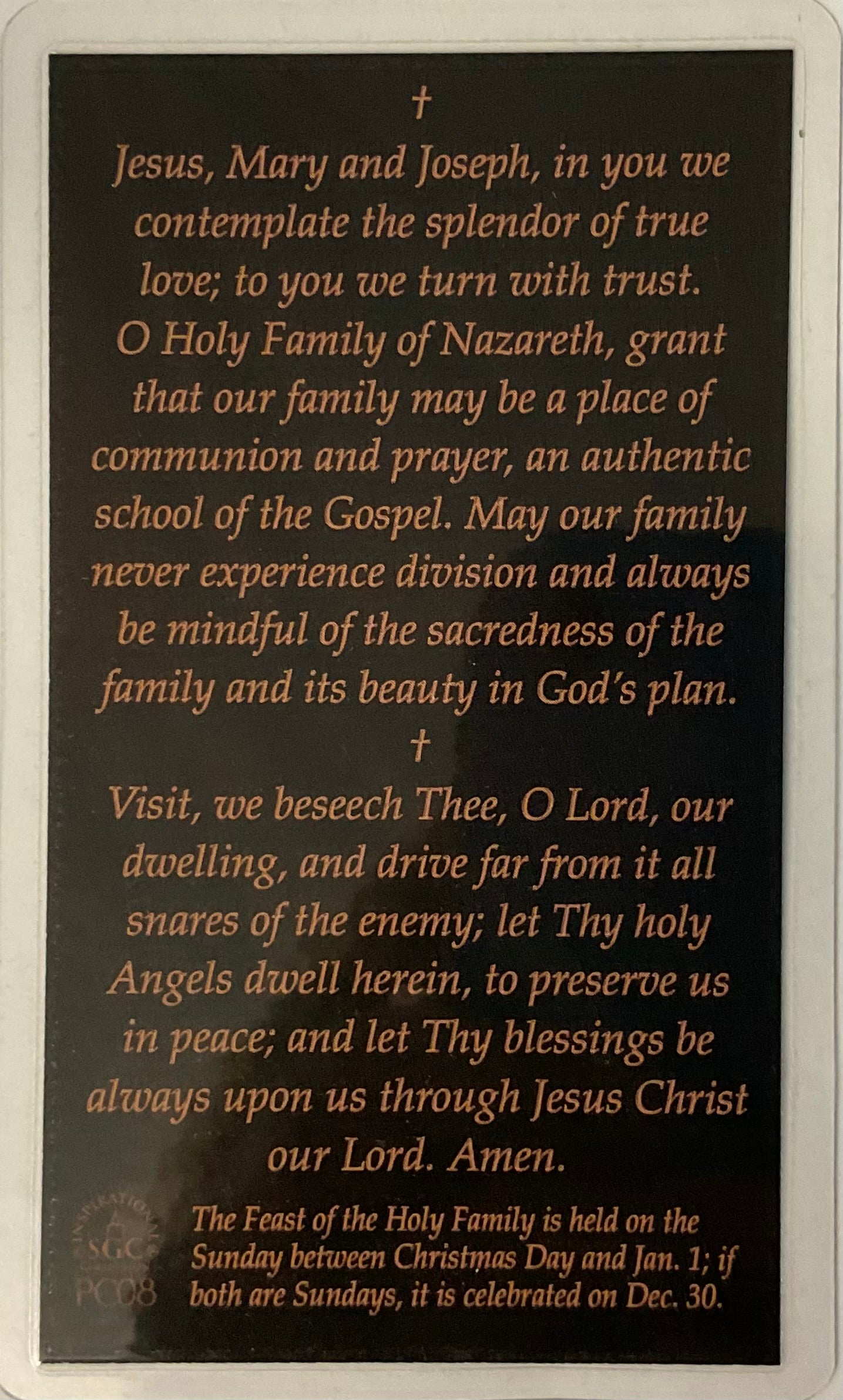 Holy Family Prayer Card