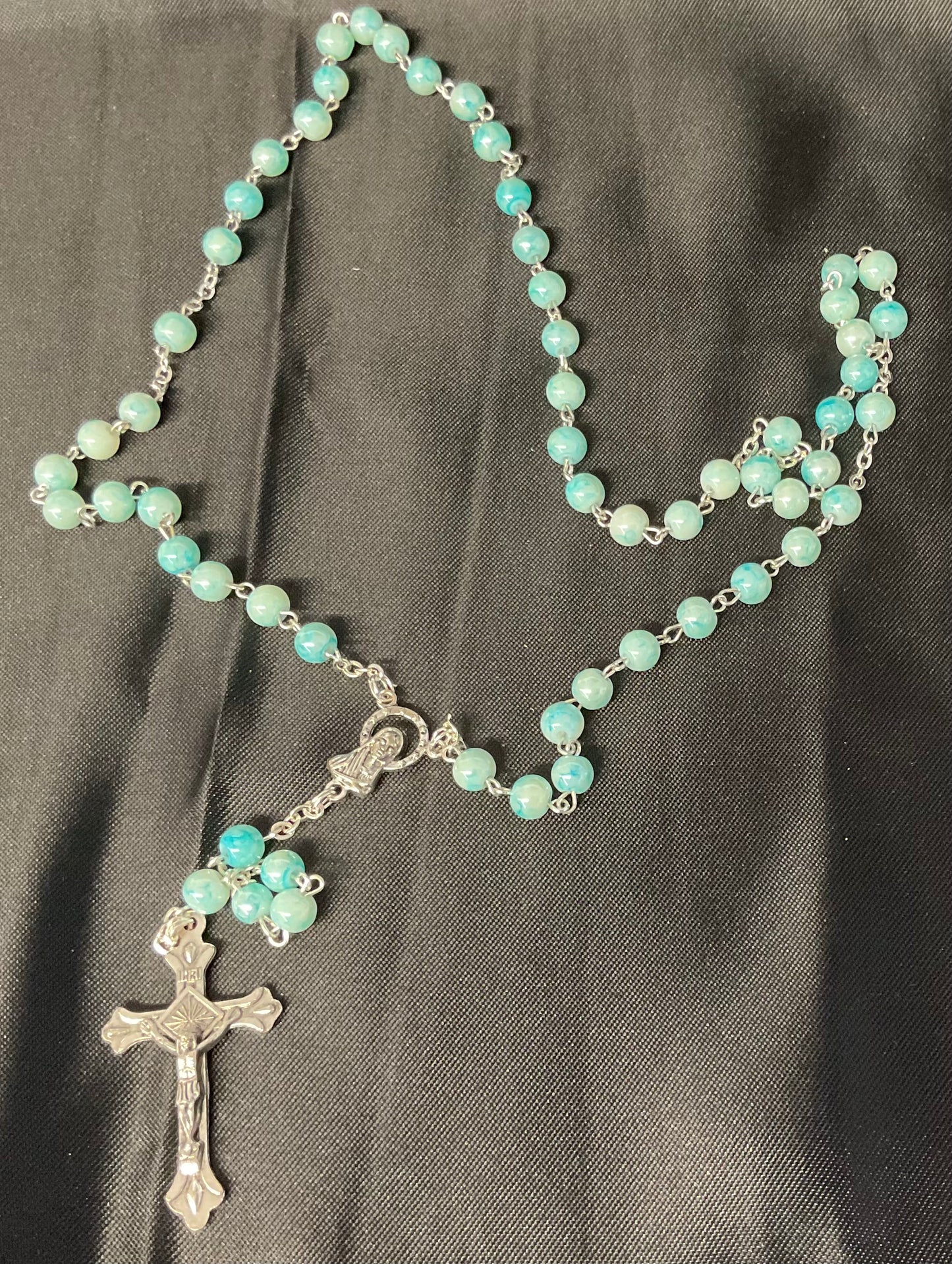 Light Blue Glass Rosary