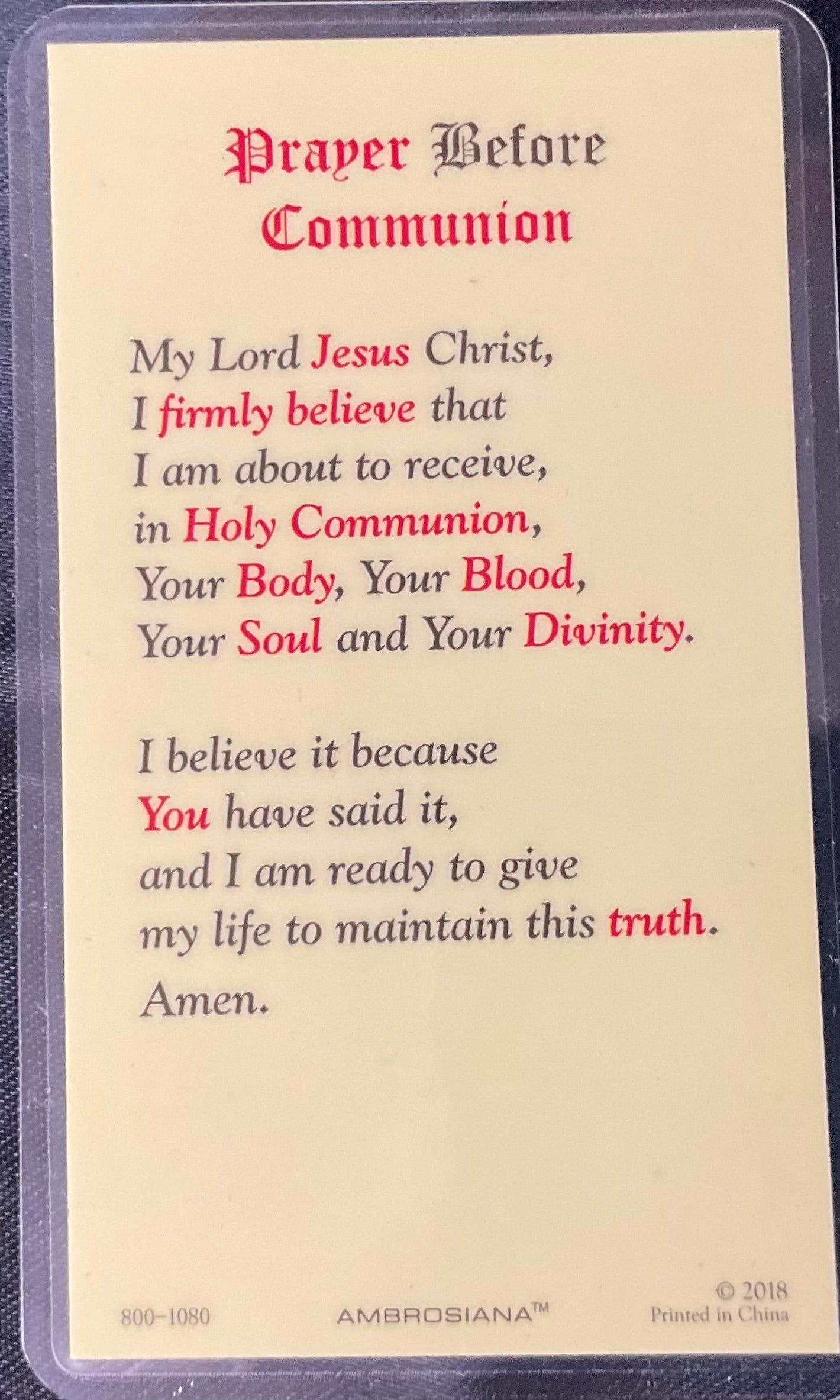 Prayer Before Communion