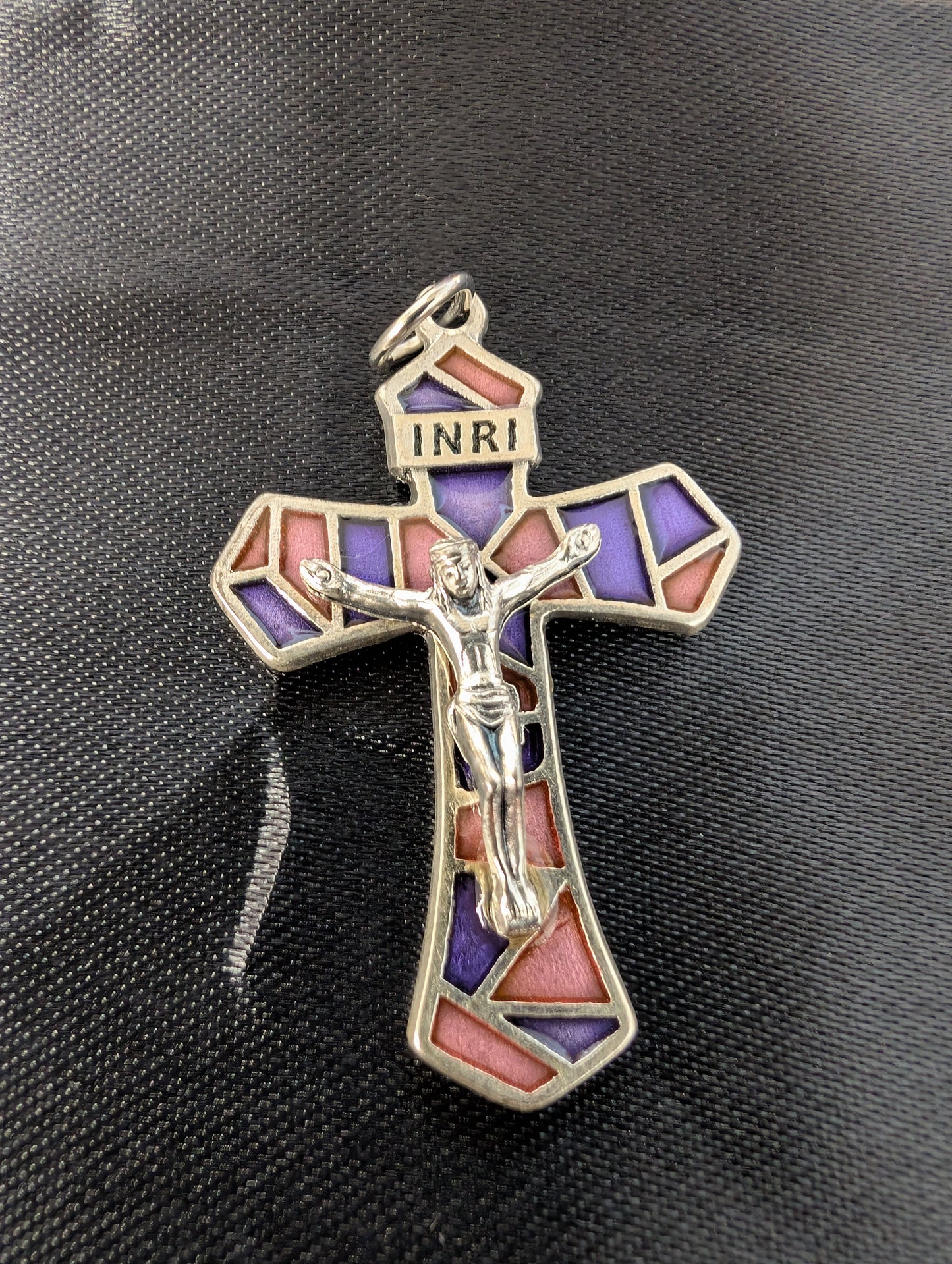 Enameled Stained-Glass Look Crucifix