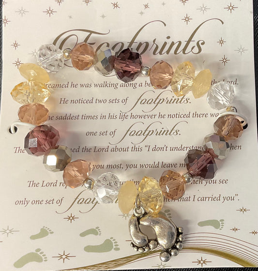 Footprints Crystal Stretch Braclet