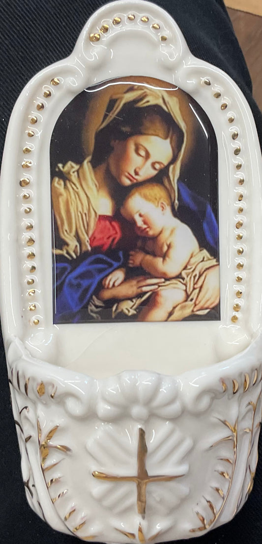 Madonna and Child Holy Water Font
