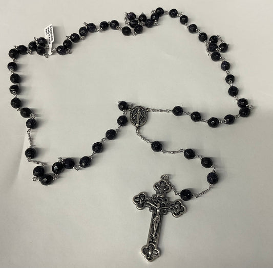 Blue Goldstone 7mm Bead Rosary