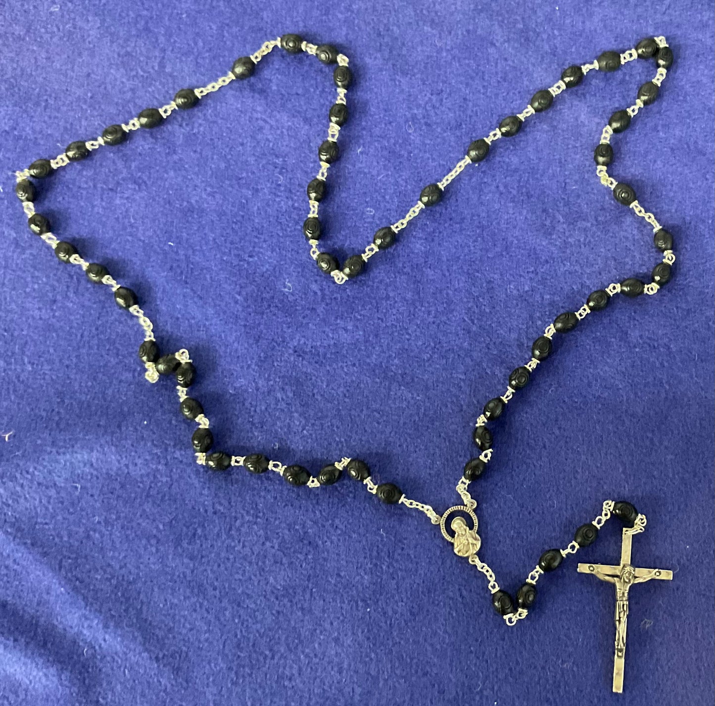 Black Carved Wood Rosary