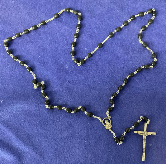 Black Carved Wood Rosary