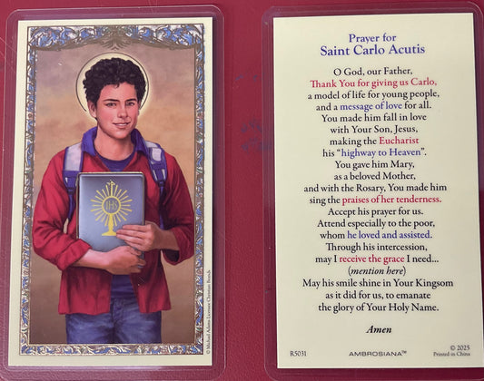St. Carlos Acutis Prayer Card