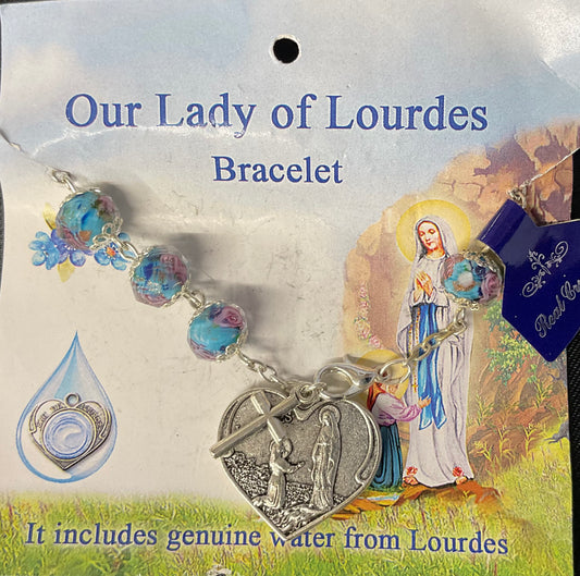 Blue and Pink Venetian Glass Rosary Bracelet