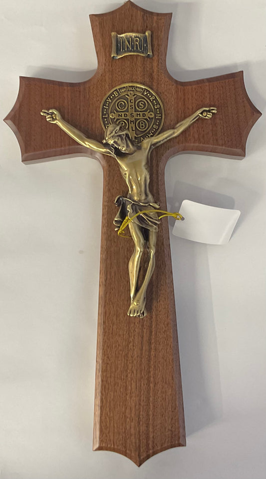 13” Walnut St. Benedict Crucifix with Bronze Corpus