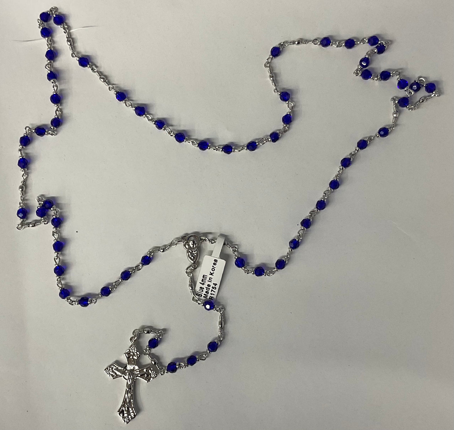 Royal Blue Crystal 4mm Bead Rosary