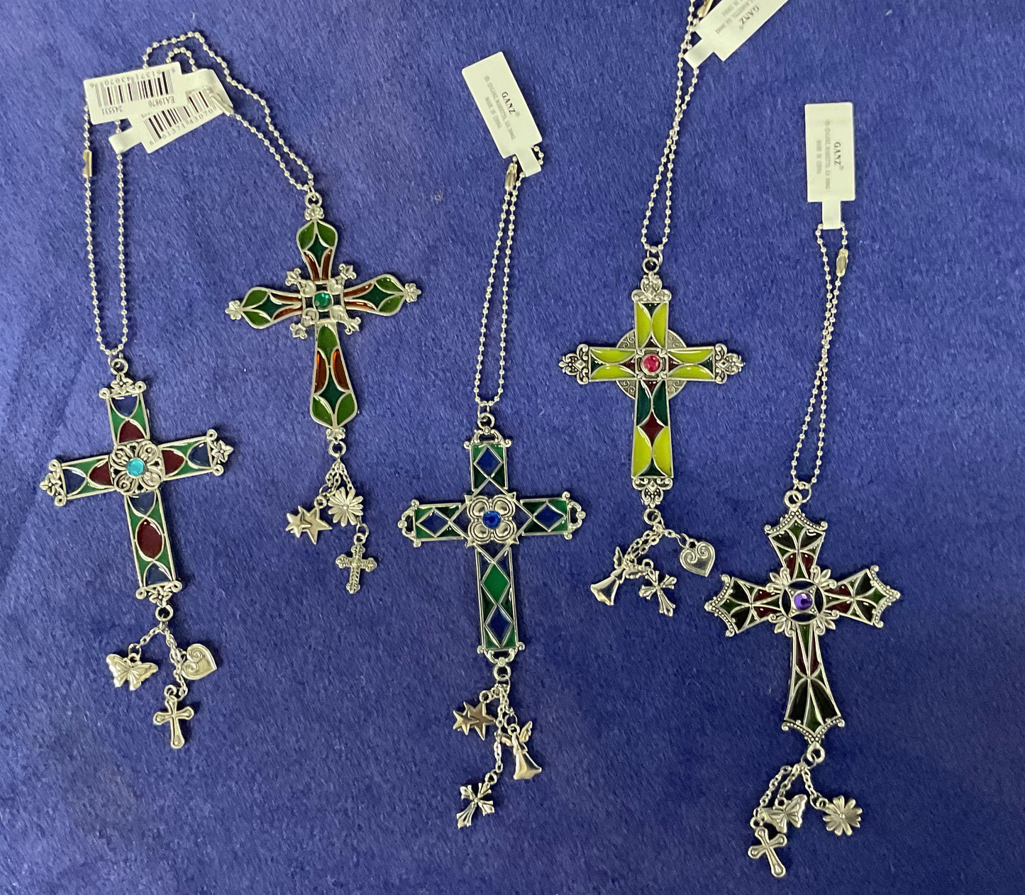 Stain Glass Cross Car Charm
