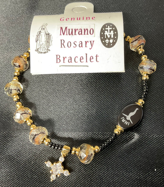 Murano Glass with Gold Swirl Rosary Bracelet