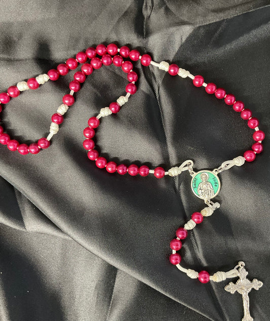 Burgundy Bead Rosary with St. Jude Rosary Center