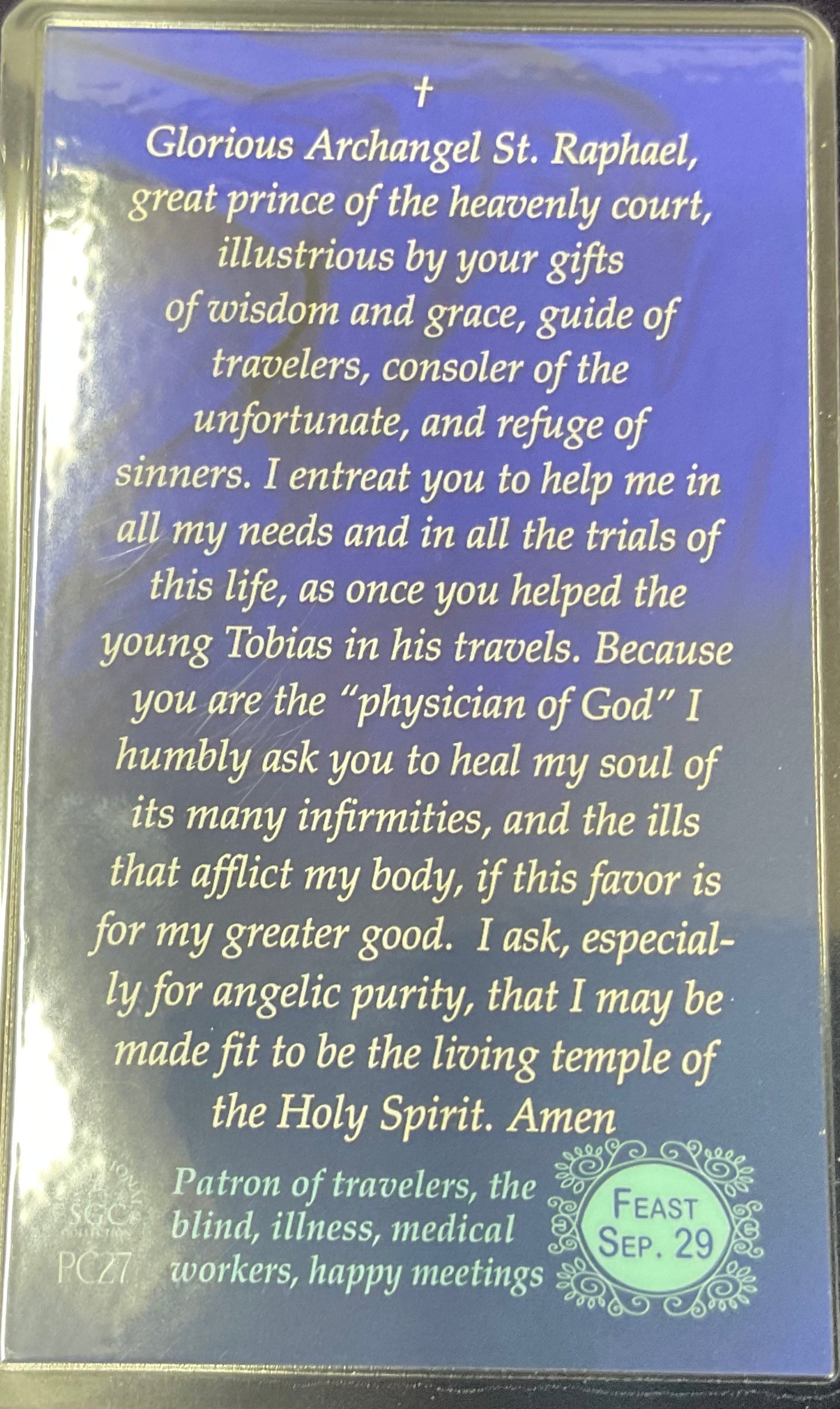 Archangel Raphael Prayer Card