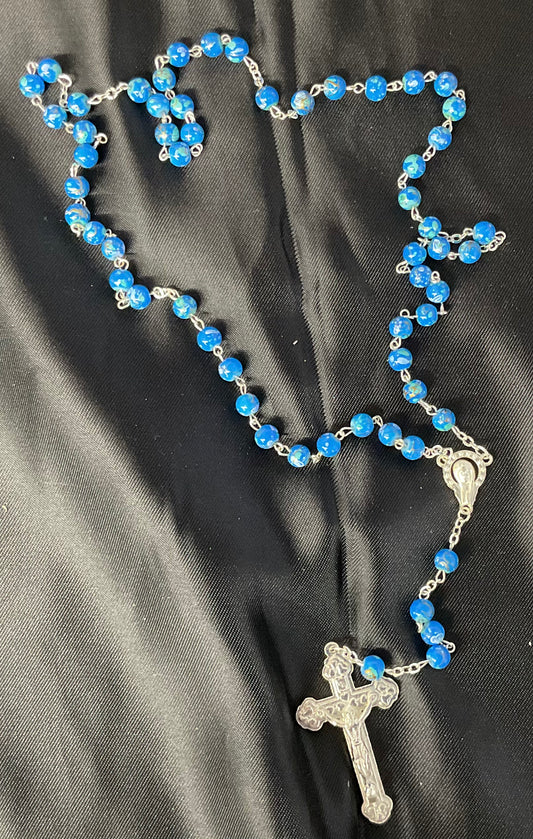 Blue Imitation Cloisonné Rosary