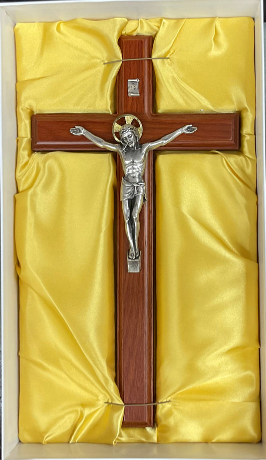 15" Crucifix with Silver Corpus, Gold Halo