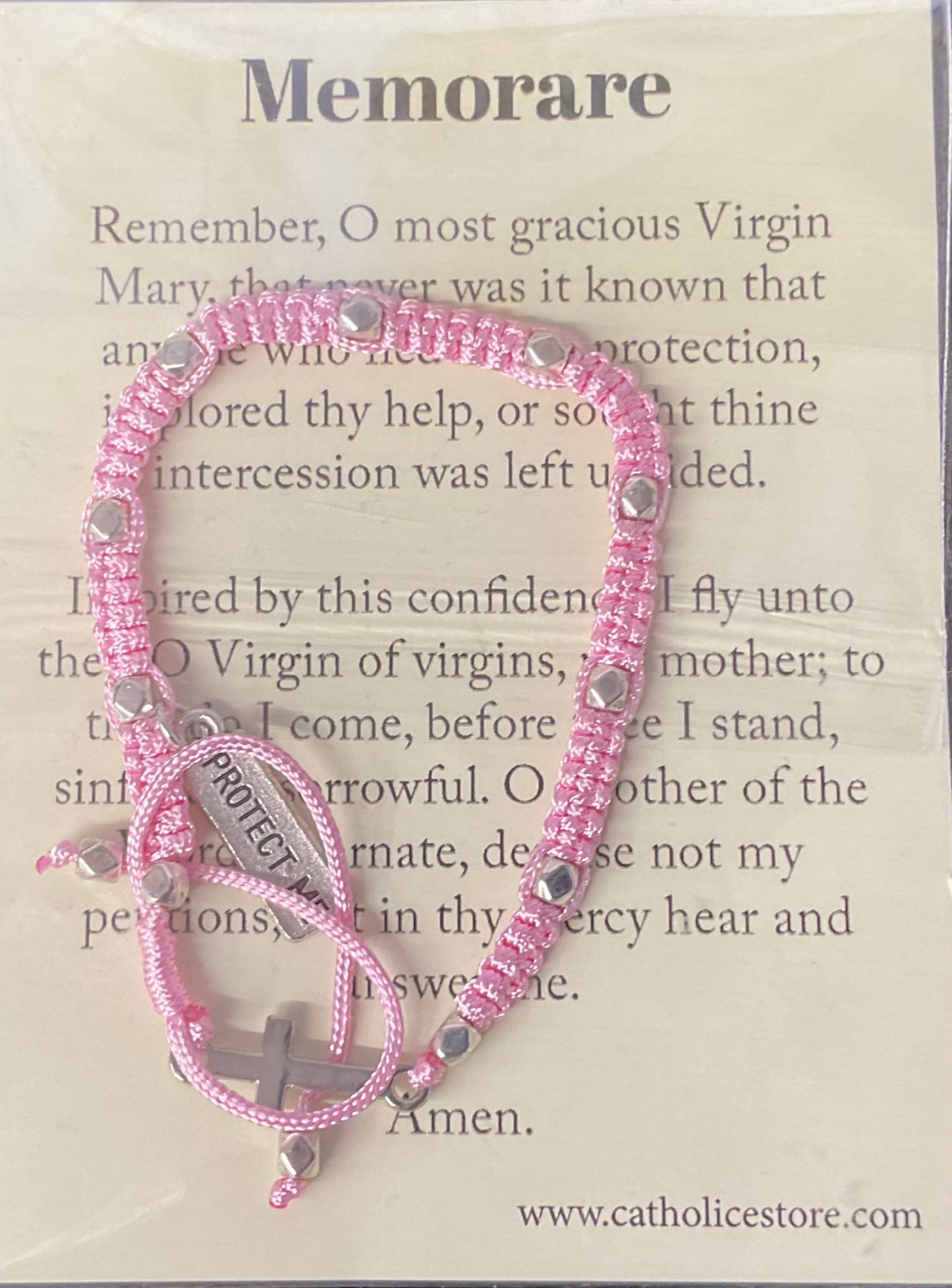 Pink Cord Miraculous Medal Bracelet