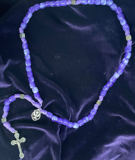 Amethyst Stone Cord Rosary with Holy Spirit Center
