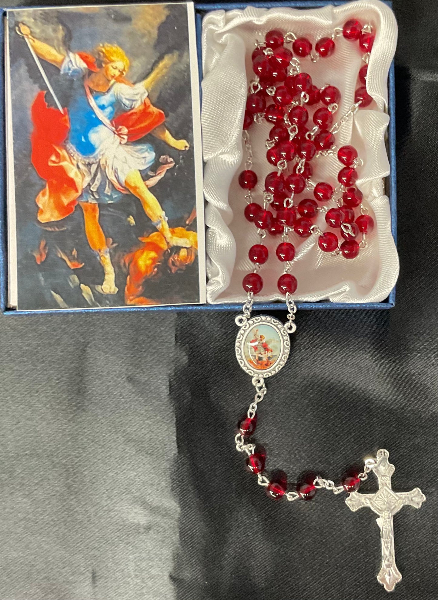 St. Michael Red Crystal Rosary