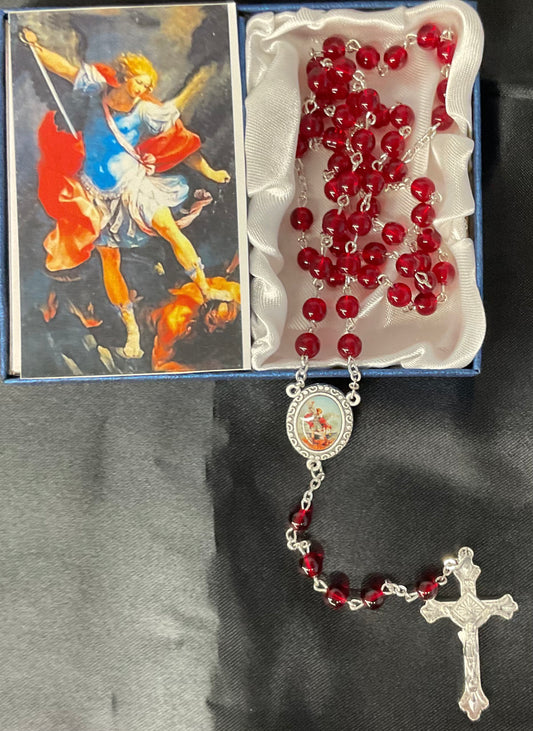 St. Michael Red Crystal Rosary