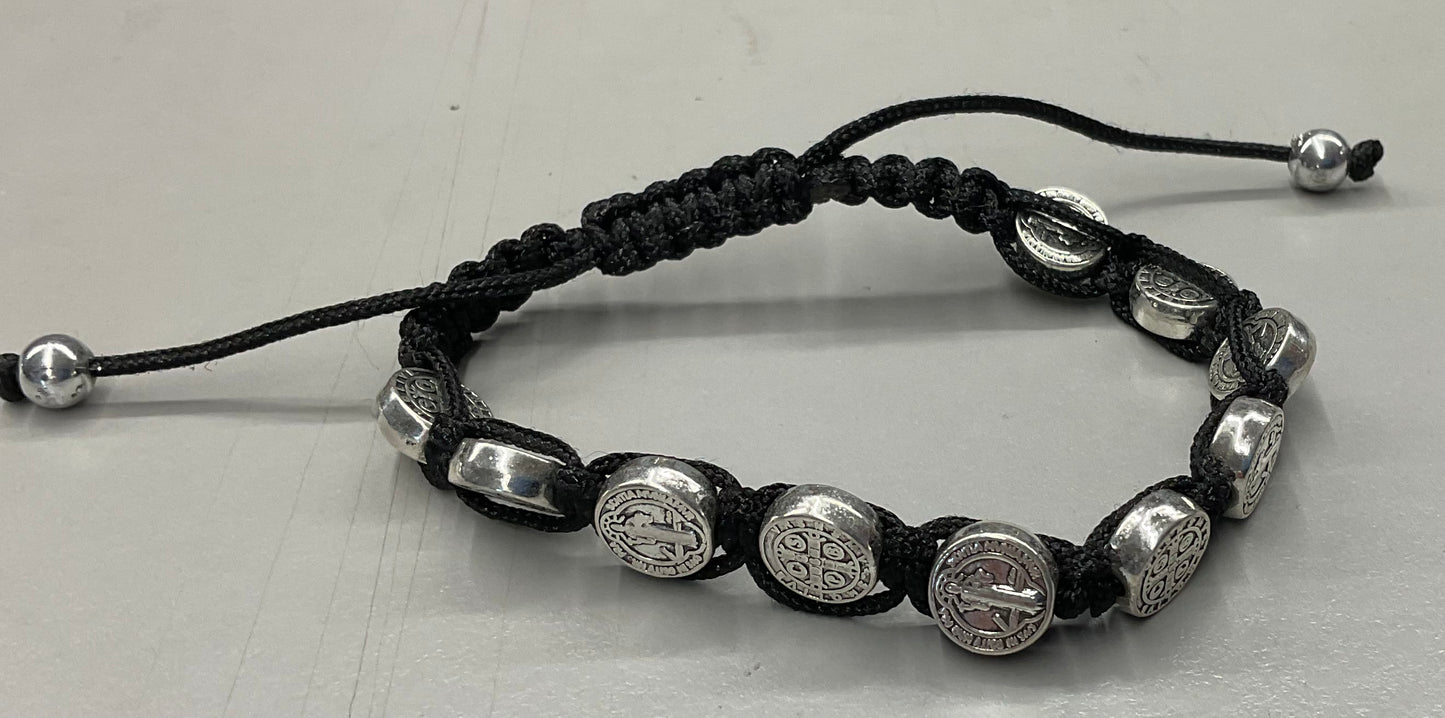 St.Benedict Black Cord Braclet