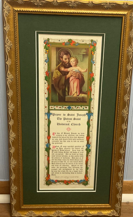Prayer to St. Joseph Matted and Framed. 22”X12”