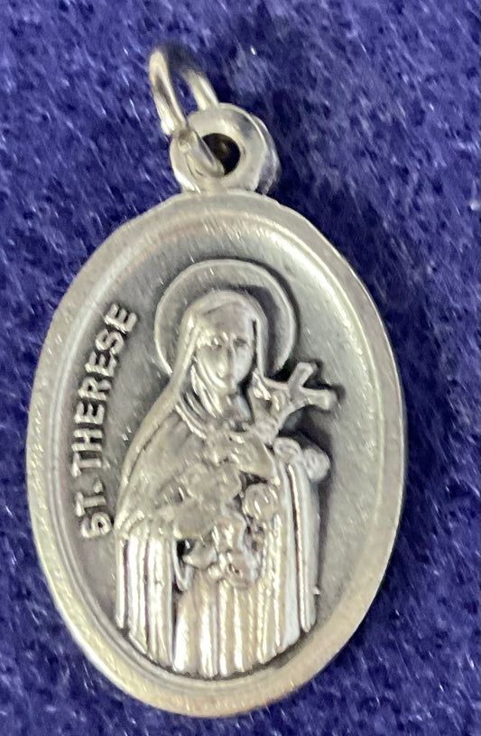St. Theresa the Little Flower Oxidized Medal