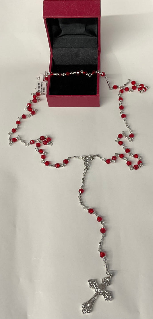 Red Crystal 4mm Rosary