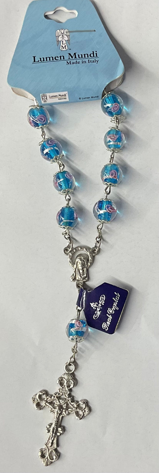 Blue Venetian Glass One Decade Rosary