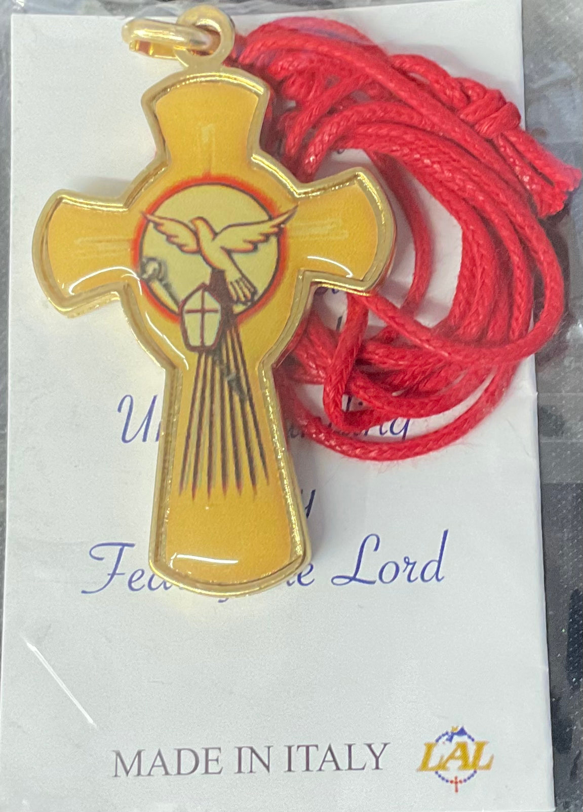 Confirmation Holy Spirit Cross on Red Cord