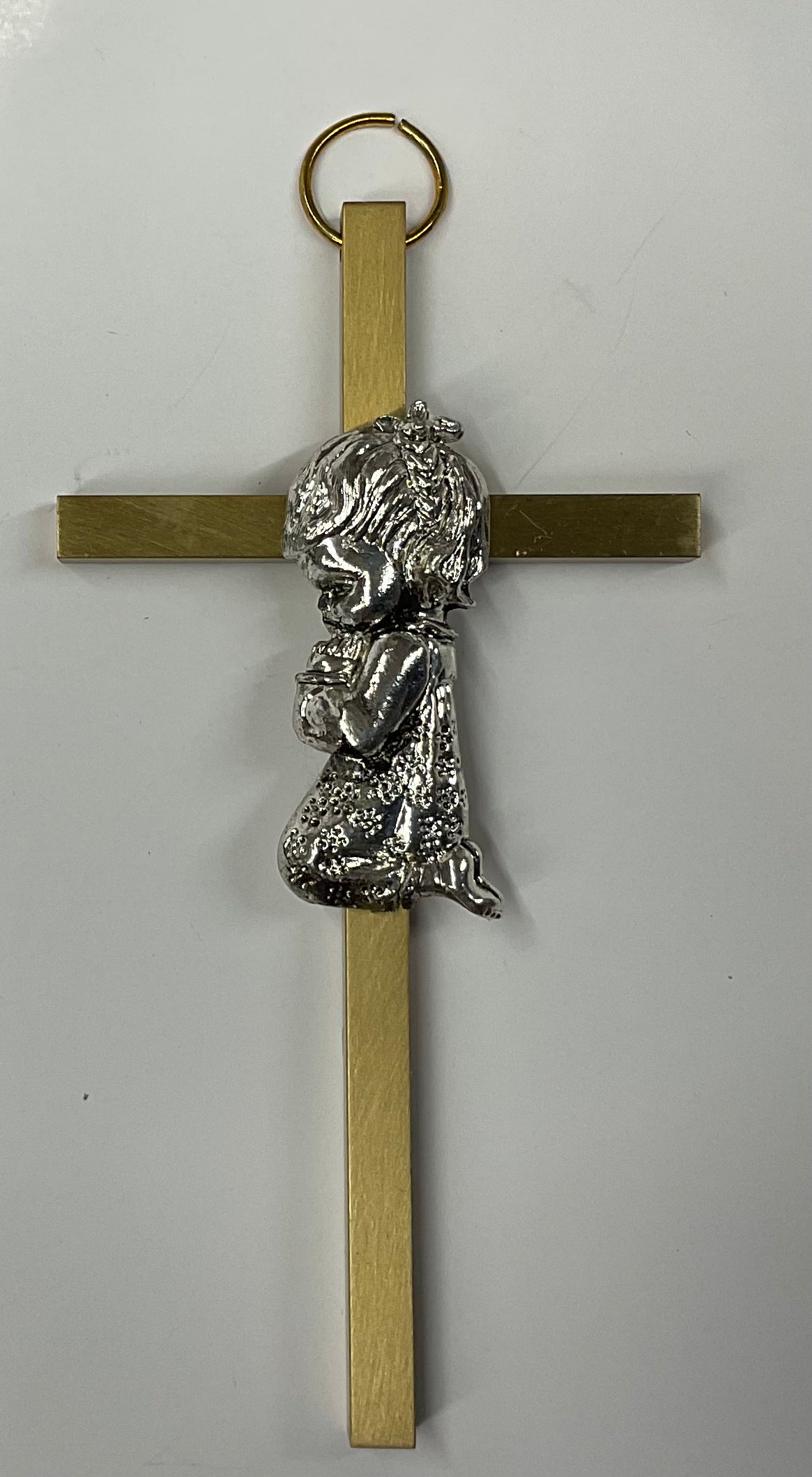Girl Baby Cross Brass