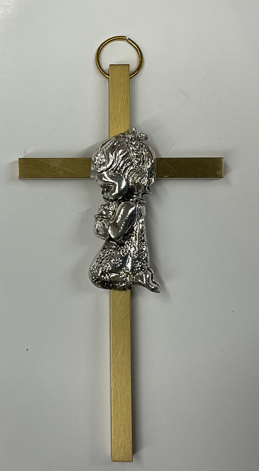 Girl Baby Cross Brass