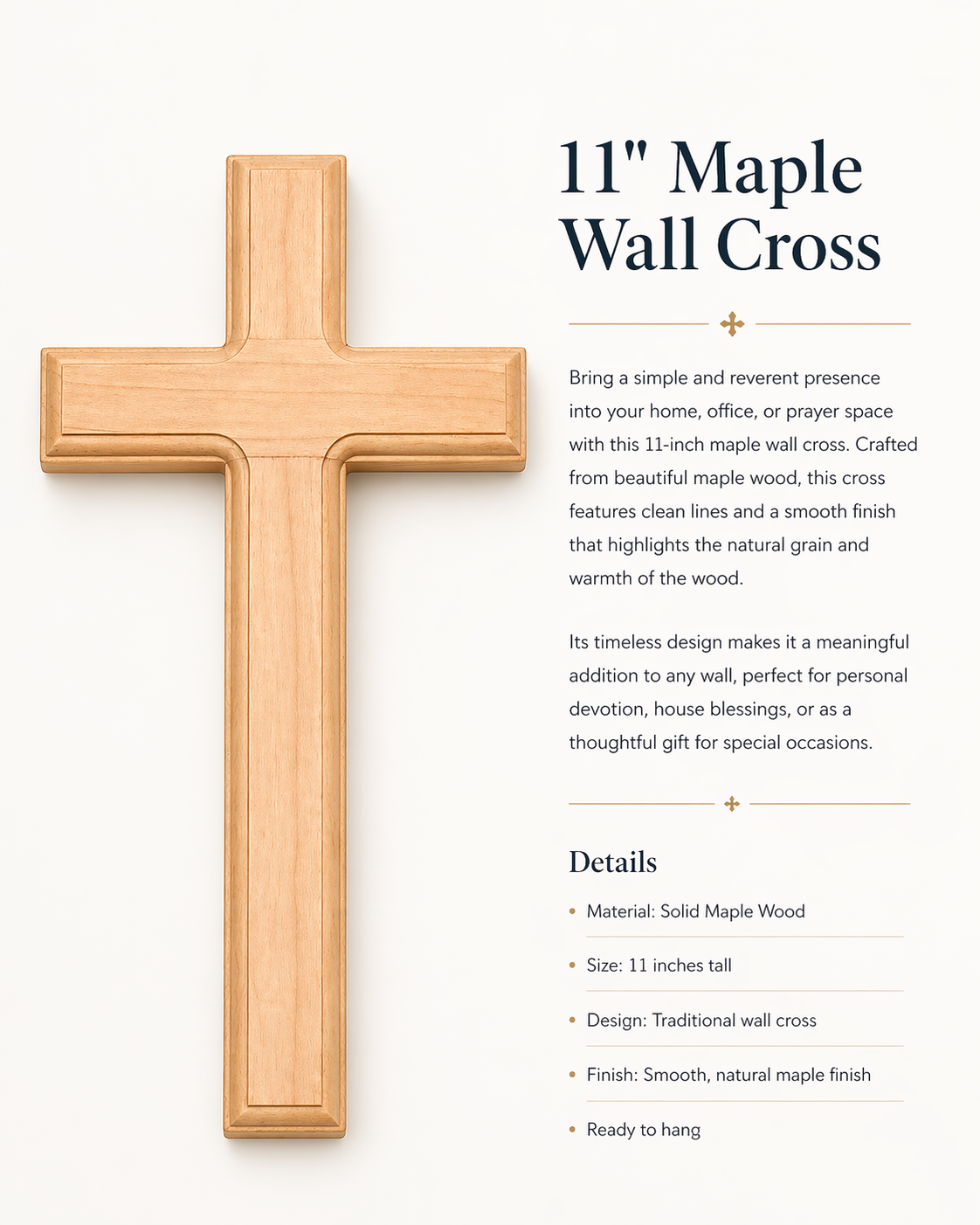 11” Maple Wall Cross