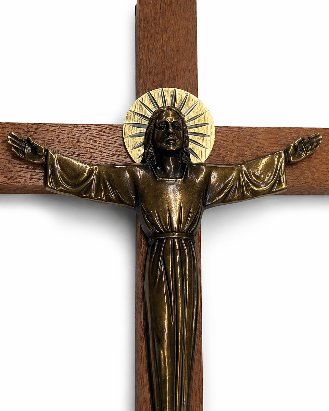 7” Wood Crucifix with Bronze Jesus - Made in Italy