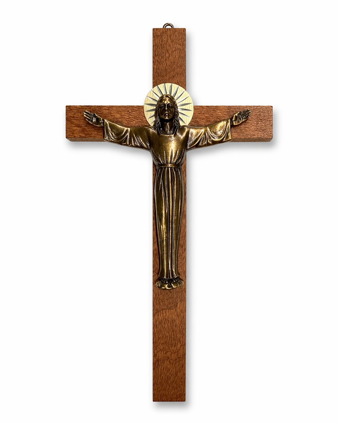 7” Wood Crucifix with Bronze Jesus - Made in Italy