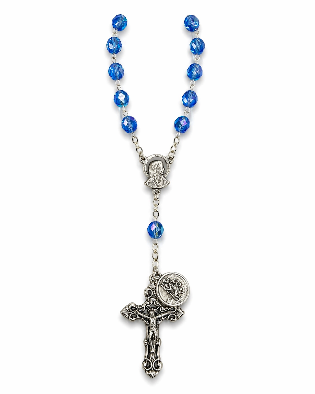 Blue Crystal Auto Rosary