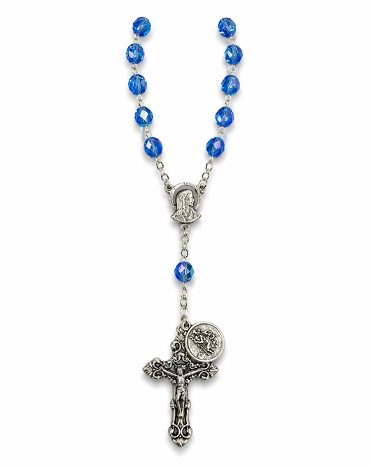 Blue Crystal Auto Rosary