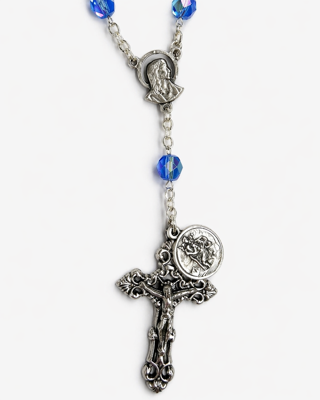 Blue Crystal Auto Rosary