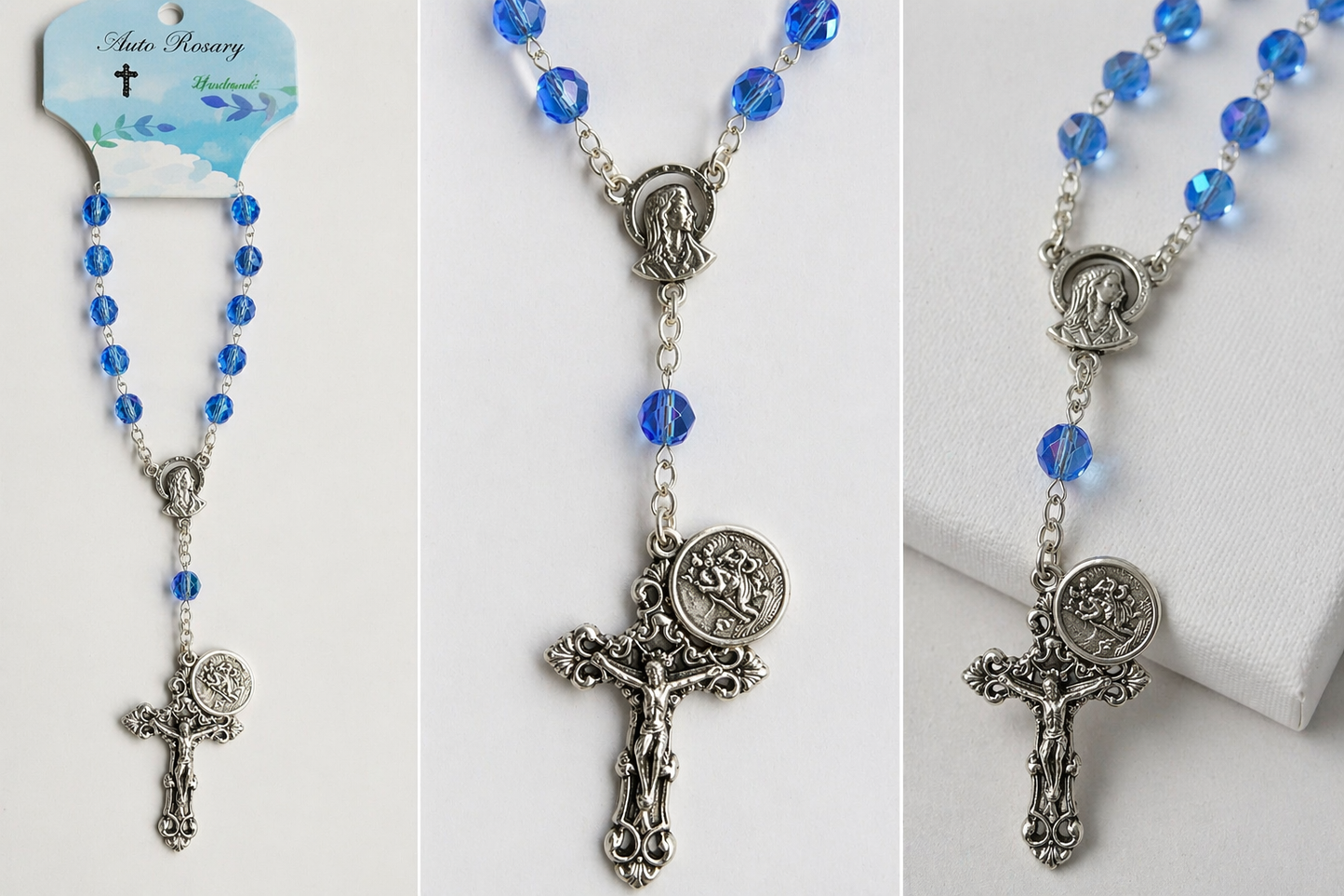 Blue Crystal Auto Rosary