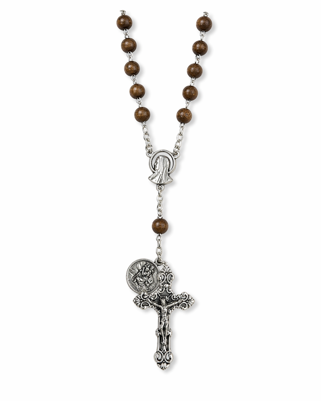 Brown Wooden Auto Rosary